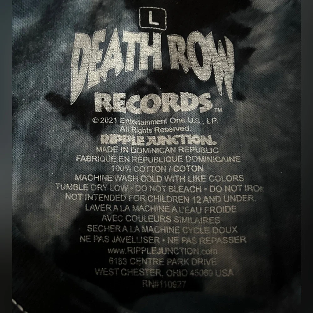 Death Row Records T-Shirt | Blue Tie Dye | Size L